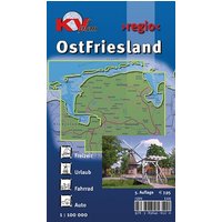 Ostfriesland >regio< (ganze Region ostfriesische Halbinsel), KVplan, Radkarte/Freizeitkarte, 1:100.000 / 1:25.000